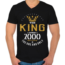 PRINTFASHION A király 2000-ben született - Férfi V-nyakú póló - Fekete férfi póló