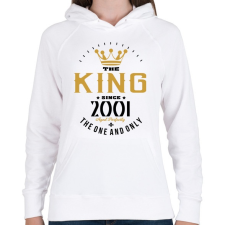 PRINTFASHION A király 2001-ben született - Női kapucnis pulóver - Fehér női pulóver, kardigán
