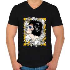 PRINTFASHION A királynő és a koponyák - Férfi V-nyakú póló - Fekete férfi póló