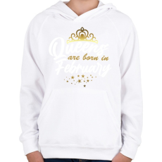 PRINTFASHION A királynők februárban születtek - Gyerek kapucnis pulóver - Fehér