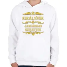 PRINTFASHION A királynők januárban születtek - Gyerek kapucnis pulóver - Fehér gyerek pulóver, kardigán