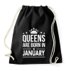 PRINTFASHION A királynők januárban születtek - Sportzsák, Tornazsák - Fekete