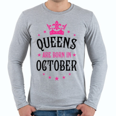 PRINTFASHION A királynők októberben születnek - Férfi hosszú ujjú póló - Sport szürke