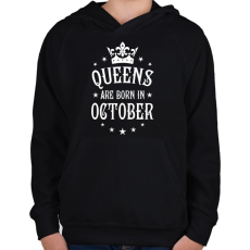 PRINTFASHION A királynők októberben születnek - Gyerek kapucnis pulóver - Fekete