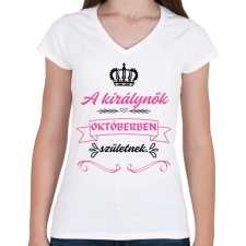 PRINTFASHION A királynők pink fekete (3) - Női V-nyakú póló - Fehér női póló