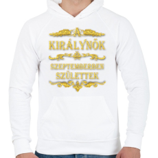 PRINTFASHION A királynők szeptemberben születtek - Férfi kapucnis pulóver - Fehér