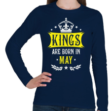 PRINTFASHION A királyok májusban születnek - Női hosszú ujjú póló - Sötétkék női póló
