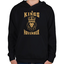 PRINTFASHION A királyok novemberben születtek - Gyerek kapucnis pulóver - Fekete gyerek pulóver, kardigán