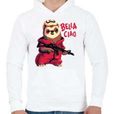PRINTFASHION A kis lázadó - La casa de papel - Férfi kapucnis pulóver - Fehér