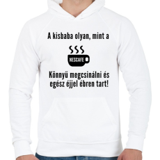 PRINTFASHION a kisbaba olyan mint a nescafe - Férfi kapucnis pulóver - Fehér