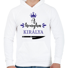 PRINTFASHION A konyha királya - Férfi kapucnis pulóver - Fehér