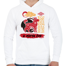 PRINTFASHION A kutya éve - Férfi kapucnis pulóver - Fehér