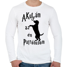 PRINTFASHION A Kutyám az én Patrónusom - Férfi hosszú ujjú póló - Fehér férfi póló