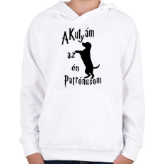 PRINTFASHION A Kutyám az én Patrónusom - Gyerek kapucnis pulóver - Fehér