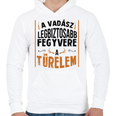 PRINTFASHION A legbiztosabb fegyver - Férfi kapucnis pulóver - Fehér