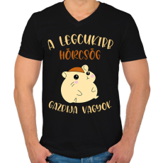 PRINTFASHION A legcukibb hörcsög gazdija - Férfi V-nyakú póló - Fekete