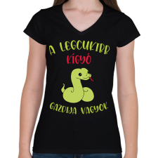 PRINTFASHION A legcukibb kígyó gazdija - Női V-nyakú póló - Fekete női póló
