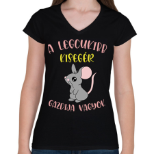 PRINTFASHION A legcukibb kisegér gazdija - Női V-nyakú póló - Fekete női póló