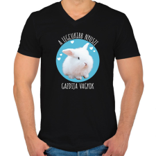 PRINTFASHION A legcukibb nyuszi gazdija - Férfi V-nyakú póló - Fekete férfi póló