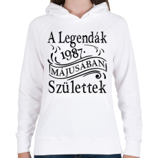 PRINTFASHION A legendák 1987 májusában születtek - Női kapucnis pulóver - Fehér