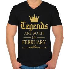 PRINTFASHION A legendák Februárban születnek - Férfi V-nyakú póló - Fekete férfi póló