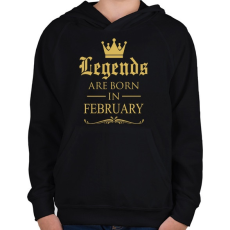 PRINTFASHION A legendák Februárban születnek - Gyerek kapucnis pulóver - Fekete