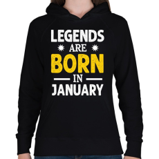 PRINTFASHION A legendák januárban születtek - Női kapucnis pulóver - Fekete