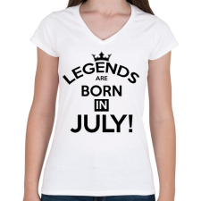 PRINTFASHION A legendák Júliusban születnak - Női V-nyakú póló - Fehér női póló