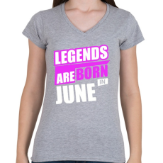 PRINTFASHION A legendák júniusban születnek - Női V-nyakú póló - Sport szürke