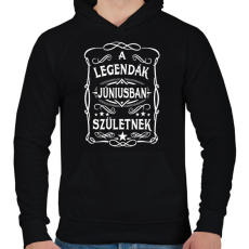 PRINTFASHION A legendák júniusban születtek - Férfi kapucnis pulóver - Fekete