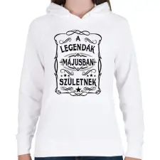 PRINTFASHION A legendák májusban születnek - Női kapucnis pulóver - Fehér női pulóver, kardigán