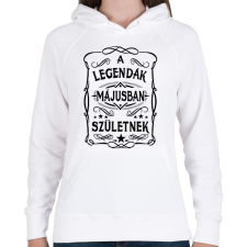 PRINTFASHION A legendák májusban születnek - Női kapucnis pulóver - Fehér női pulóver, kardigán