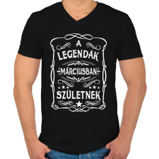 PRINTFASHION A legendák márciusban születtek - Férfi V-nyakú póló - Fekete férfi póló