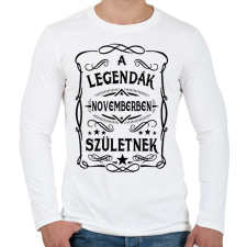 PRINTFASHION A legendák novemberben születnek - Férfi hosszú ujjú póló - Fehér férfi póló