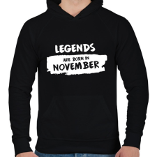 PRINTFASHION A legendák novemberben születnek - Férfi kapucnis pulóver - Fekete férfi pulóver, kardigán