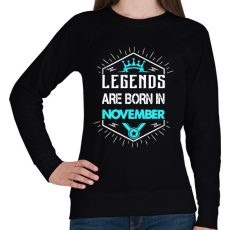PRINTFASHION A legendák novemberben születnek - Női pulóver - Fekete