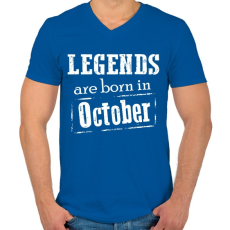 PRINTFASHION A legendák októberben születnek - Férfi V-nyakú póló - Királykék