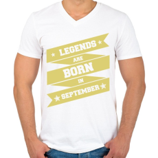 PRINTFASHION A legendák szeptemberben születnek - Férfi V-nyakú póló - Fehér