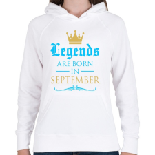 PRINTFASHION A legendák szeptemberben születnek - Női kapucnis pulóver - Fehér női pulóver, kardigán