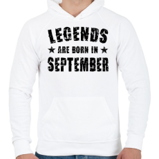 PRINTFASHION A legendák szeptemberben születtek - Férfi kapucnis pulóver - Fehér