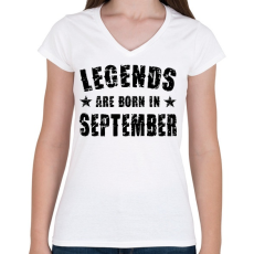 PRINTFASHION A legendák szeptemberben születtek - Női V-nyakú póló - Fehér