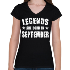 PRINTFASHION A legendák szeptemberben születtek - Női V-nyakú póló - Fekete