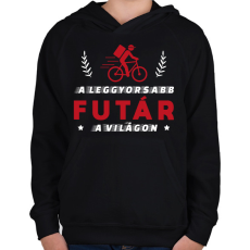 PRINTFASHION A leggyorsabb futár - Gyerek kapucnis pulóver - Fekete