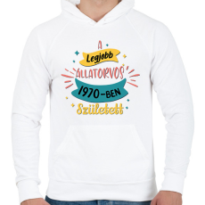 PRINTFASHION A legjobb állatorvos - Évszámmal - Férfi kapucnis pulóver - Fehér