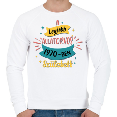 PRINTFASHION A legjobb állatorvos - Évszámmal - Férfi pulóver - Fehér