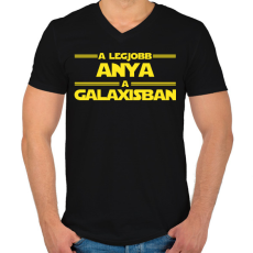 PRINTFASHION A legjobb anya a galaxisban - Férfi V-nyakú póló - Fekete