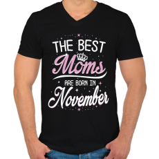 PRINTFASHION A legjobb anyák novemberben születtek - Férfi V-nyakú póló - Fekete