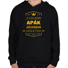 PRINTFASHION A legjobb apák július - Gyerek kapucnis pulóver - Fekete