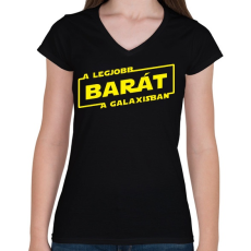 PRINTFASHION A legjobb barát a galaxisban - Női V-nyakú póló - Fekete