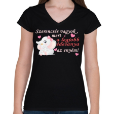 PRINTFASHION A legjobb édesanya! - Női V-nyakú póló - Fekete női póló